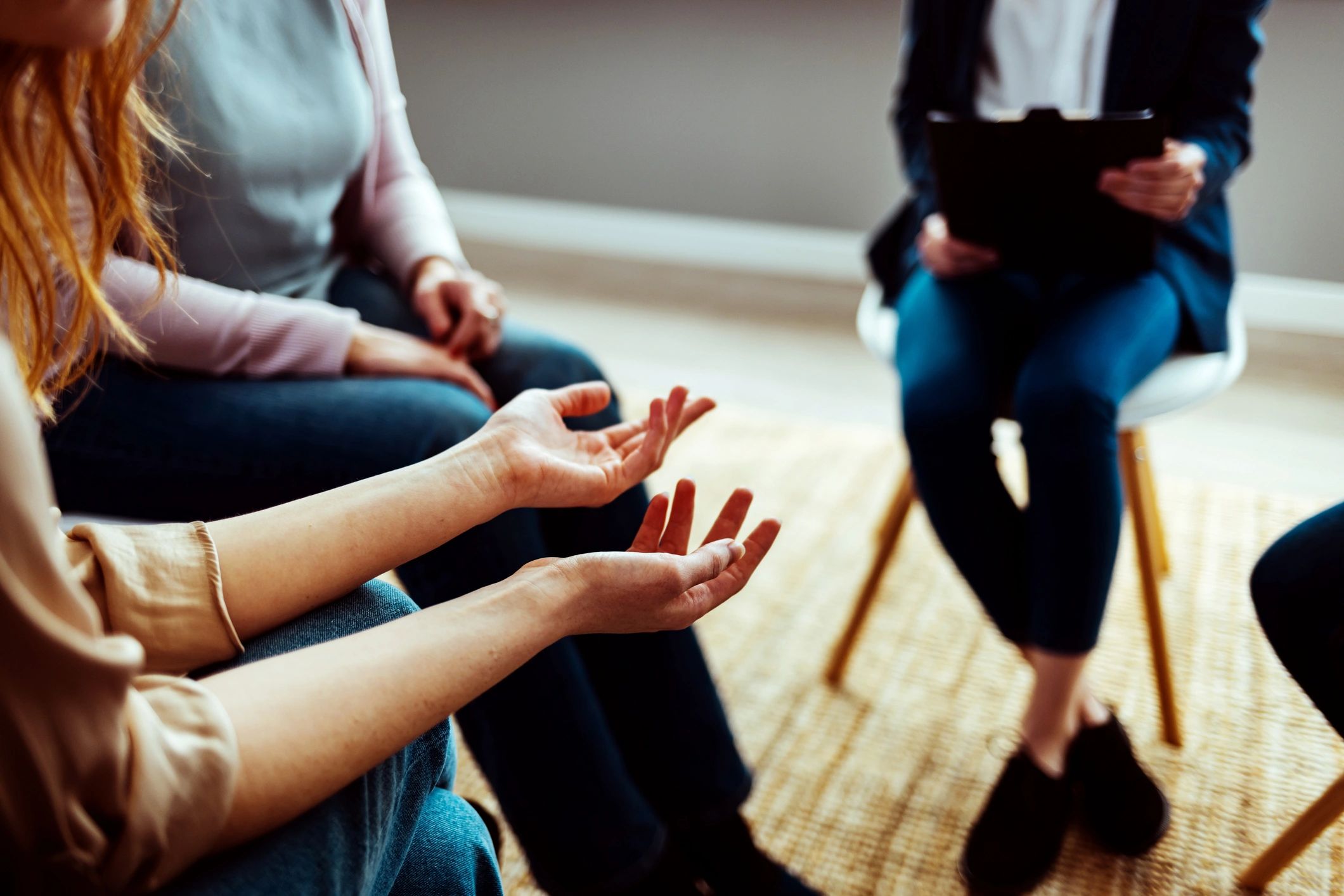 Small group discussion representing mediation and community support