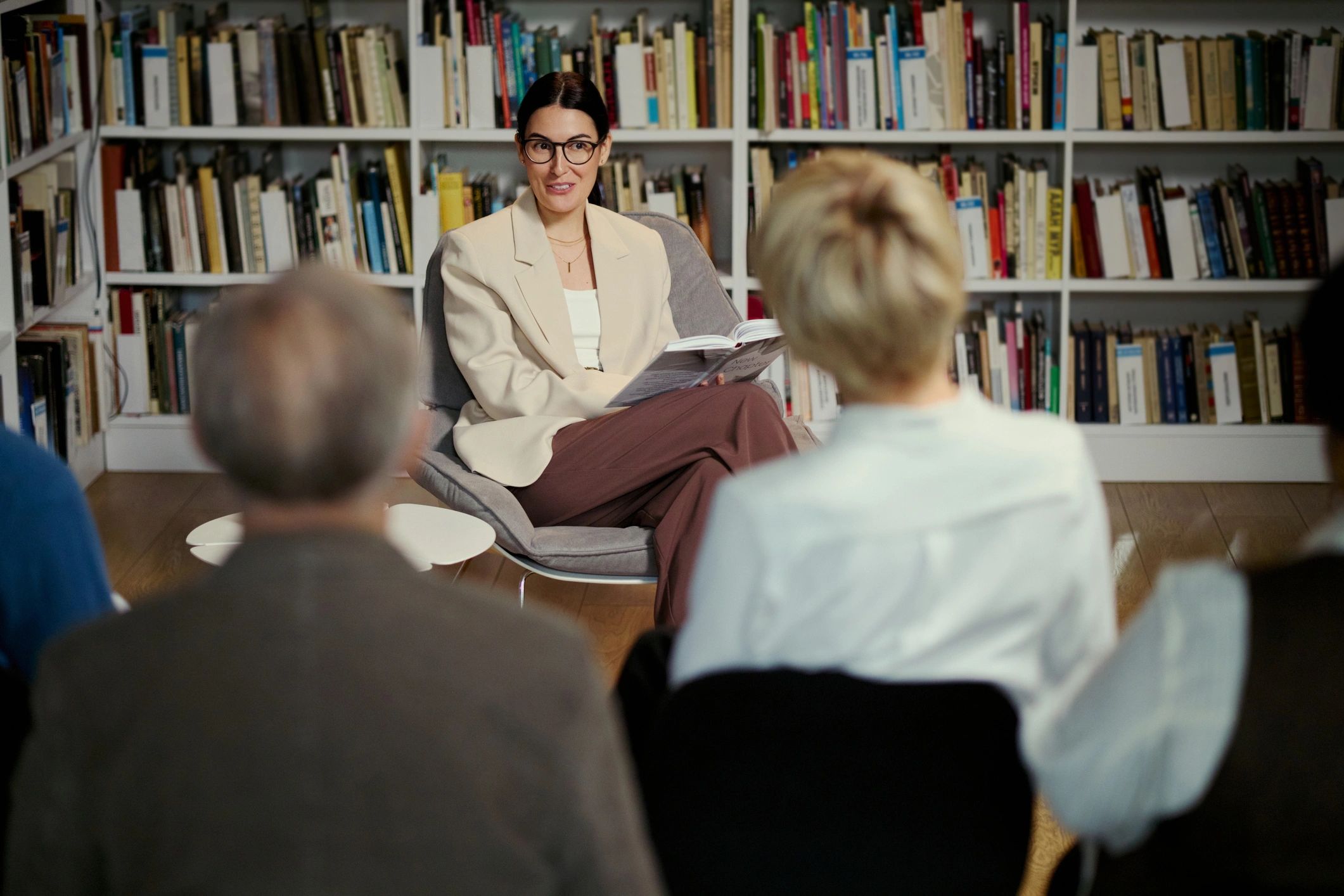 Facilitated adult discussion group in a library